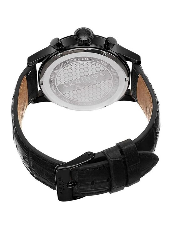 NWT Akribos XXIV Chronograph Quartz Black Dial Men\'s Watch
